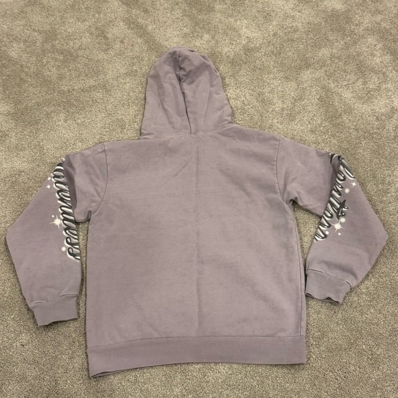 TALENTLESS Women's Purple Rain Pastel Airbrush Logo Sleeve Cotton Hoodie Medium - Picture 3 of 8